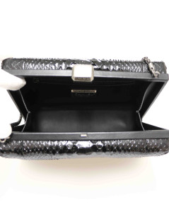 CHANEL black python bag Paris-Rome