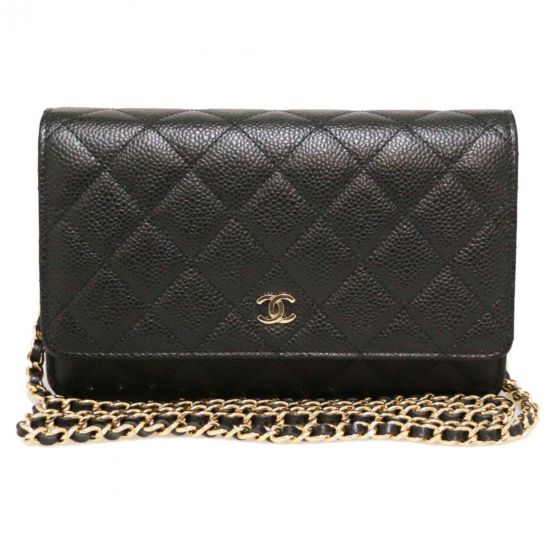 Classic wallet on chain  Lambskin black  Fashion  CHANEL