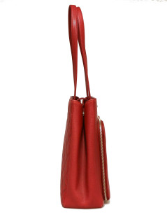 CHANEL red grained leather tote bag