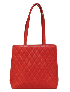 CHANEL red grained leather tote bag