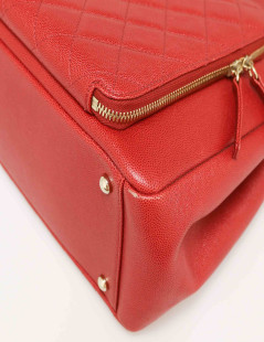 CHANEL red grained leather tote bag