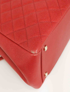 CHANEL red grained leather tote bag