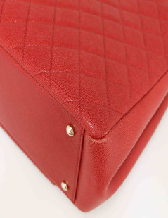 CHANEL red grained leather tote bag