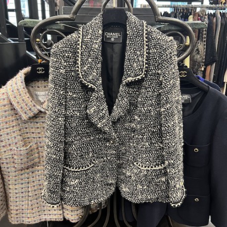 Veste T 40 CHANEL tweed noir blanc