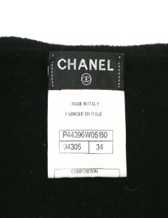 Robe CHANEL t34 cachemire et cuir