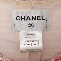 Veste CHANEL t38 tweed rose et blanc