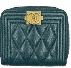 Porte cartes CHANEL cuir d'agneau vert anis