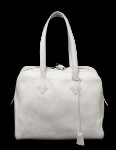  HERMES Victoria bag, white baby bull leather