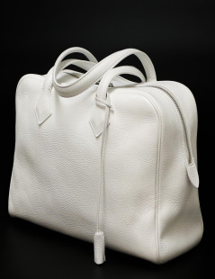  HERMES Victoria bag, white baby bull leather