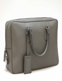 Sacoche PRADA cuir Saffiane gris