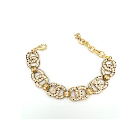 CHANEL CC gold and rhinestones bracelet