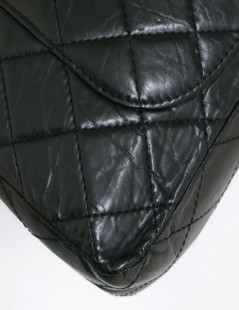 CHANEL Maxi 2.55 bag crumpled black calfskin leather