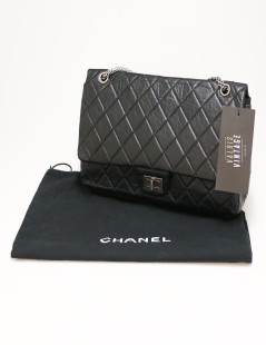 CHANEL Maxi 2.55 bag crumpled black calfskin leather