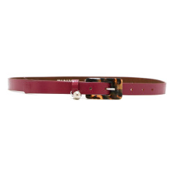 Ceinture fine PINKO cuir verni rose et boucle facon écaille