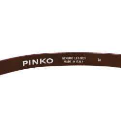 Ceinture fine PINKO cuir verni rose et boucle facon écaille