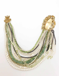 CHANEL pearls and stones chatelaine brooch