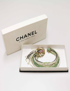 CHANEL pearls and stones chatelaine brooch