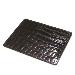 Porte cartes de credit crocodile noir