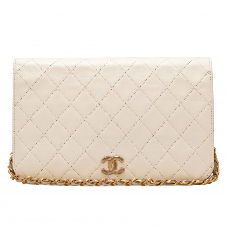 Sac vintage CHANEL cuir blanc