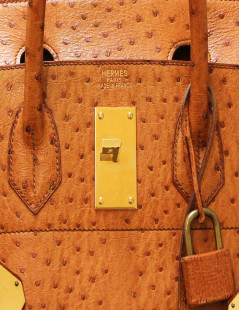 Hermes HAC 50 cognac ostrich leather