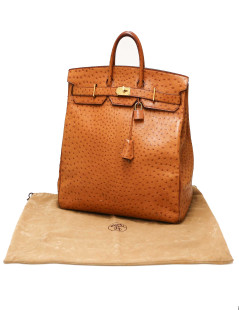 Hermes HAC 50 cognac ostrich leather