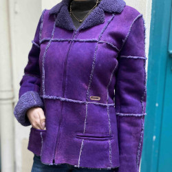 Veste CHANEL peau retournée violette T36