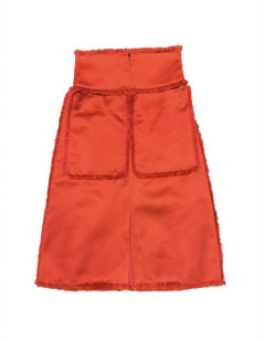 CHANEL T38 en red Duchess silk skirt