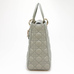 Sac Lady D CHRISTIAN DIOR cuir gris GM