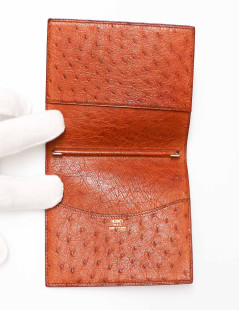 HERMES cognac ostrich leather datebook cover