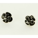 CHANEL black Camellia ear studs