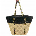 Mini sac seau CHANEL toile et cuir 