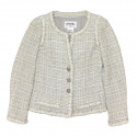 Veste CHANEL tweed gris et vert T38