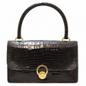 HERMES Ring bag black Porosus crocodile 