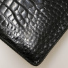 HERMES Ring bag black Porosus crocodile 