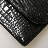 HERMES Ring bag black Porosus crocodile 