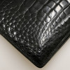 HERMES Ring bag black Porosus crocodile 