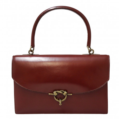 Sac HERMES Cordelière cuir box rouge H