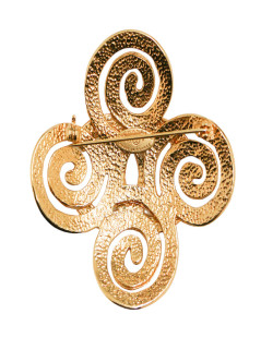 CHANEL vintage gilded CC brooch