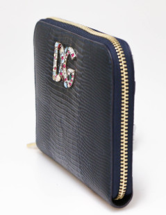 DOLCE & GABBANA Compagnon blue lezard style leather