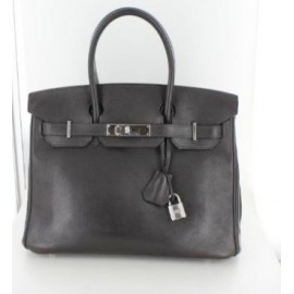 Birkin 30 HERMES marron, bijouterie argent