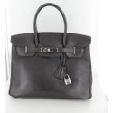 Birkin 30 HERMES marron, bijouterie argent