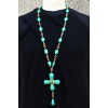 Collier Croix MARGUERITE DE VALOIS pâte de verre vert jade