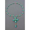 Collier Croix MARGUERITE DE VALOIS pâte de verre vert jade