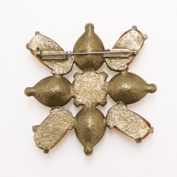 Broche  cachochons ambre cristal topaze