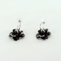 CHANEL Camellia black enamelled Creole ear studs