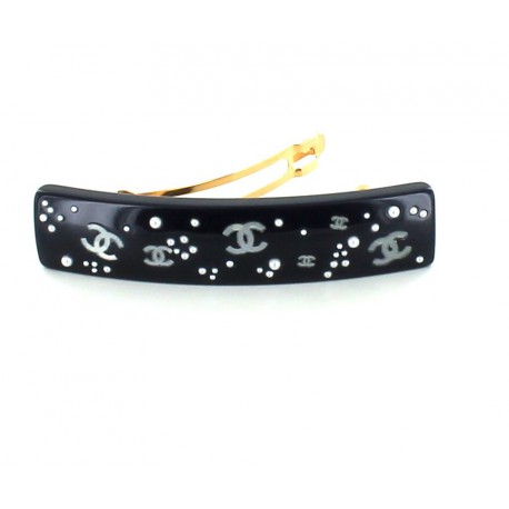 grande barrette CHANEL noire double C 