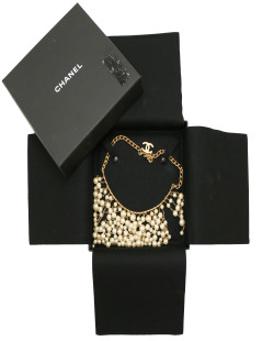 CHANEL pearl and gold bib necklace