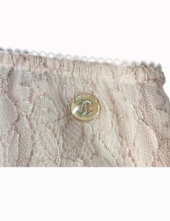 Jupe dentelle CHANEL T 38 rose pâle