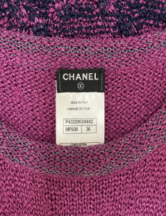 Robe T 36 CHANEL tricot violet et bleu nuit