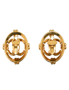 CHANEL vintage circular CC clip-on earrings